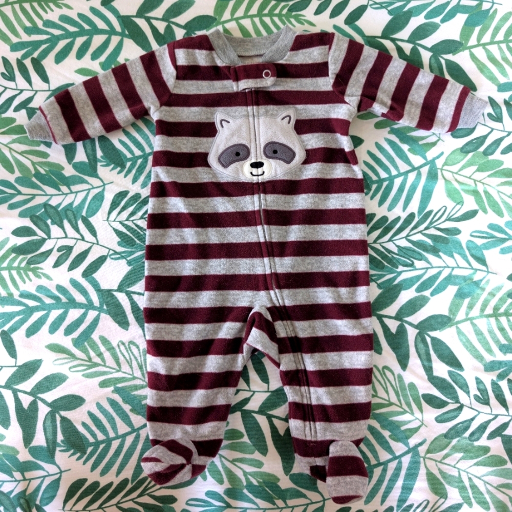 Striped Raccoon Kids One Piece Jammies